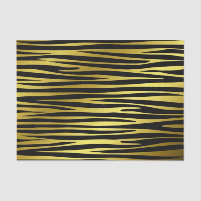 Gold and black tiger like stripes pattern, animals tissue paper (Front)