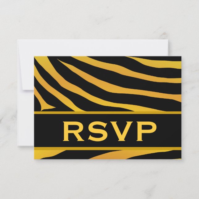 Gold and Black Tiger Print RSVP Wedding Response (Front)