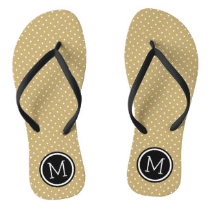Gold and Black Tiny Dots Monogram Thongs