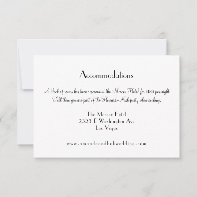 Gold and Black Vegas Destiny Accommodations Invitation (Front)