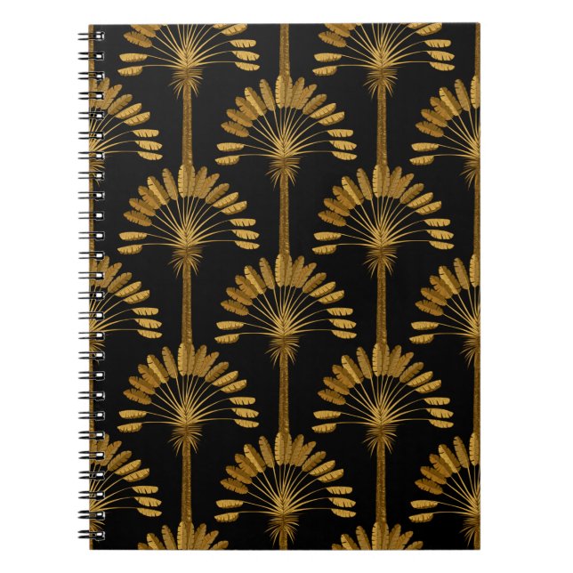 Gold and black Wallpaper with floral pattern in th Notebook (Front)