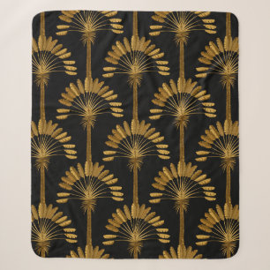 Gold and black Wallpaper with floral pattern in th Sherpa Blanket