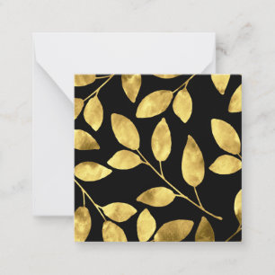 Gold and Black Watercolor Leaves Card