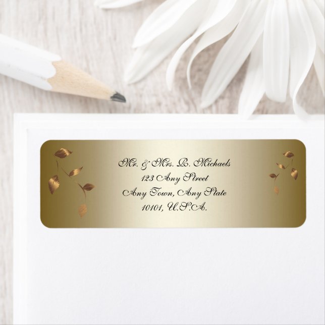 Gold and Black Wedding Return Address Label (Insitu)