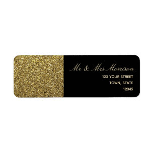 Gold and Black Wedding Return Address Label
