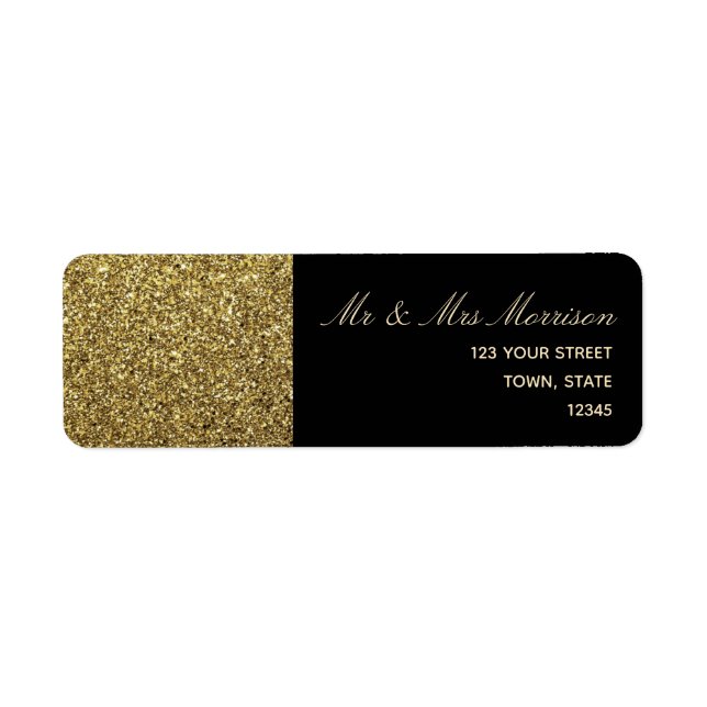 Gold and Black Wedding Return Address Return Address Label (Front)