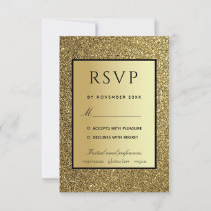 Gold and Black Wedding RSVP Card