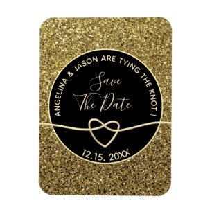 Gold and Black Wedding Save The Date Magnet