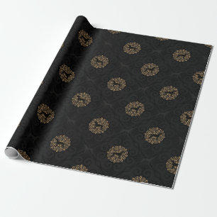 GOLD AND BLACK WEIMARANER CHRISTMAS WRAPPING PAPER