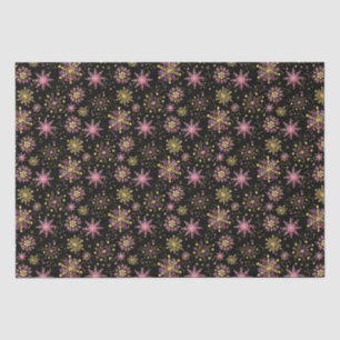 Gold and Black Winter Snowflakes Pattern Tissue Paper