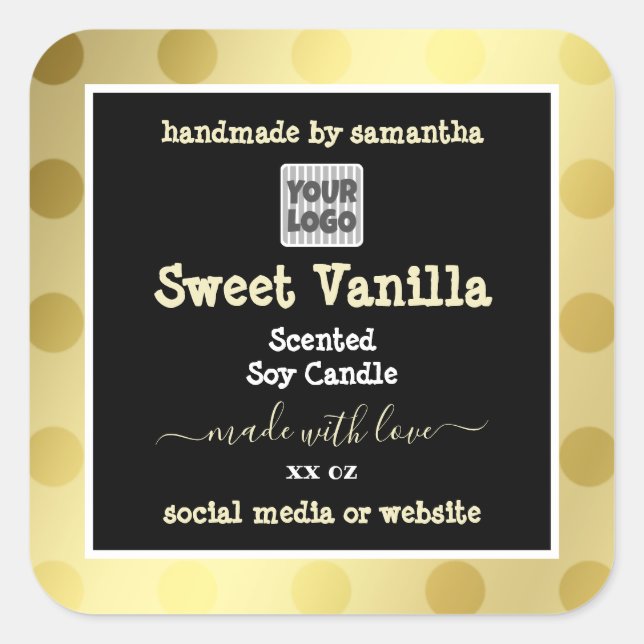 Gold and Black with Logo Product Packaging Labels (Front)