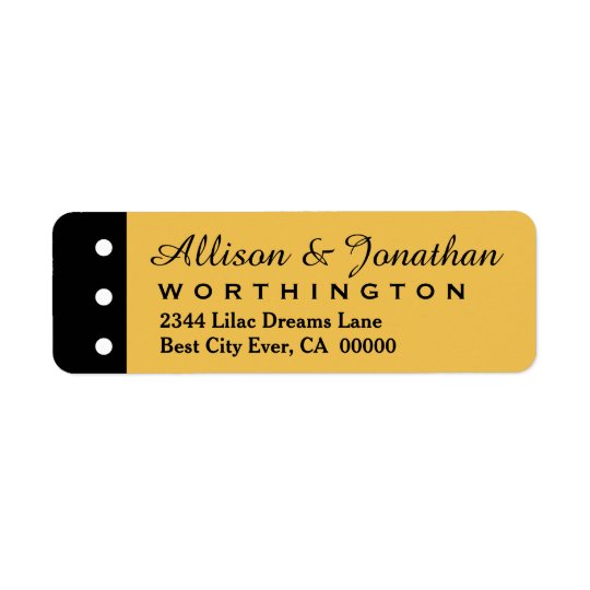 Gold and Black with Polka Dots Wedding V01A Return Address Label