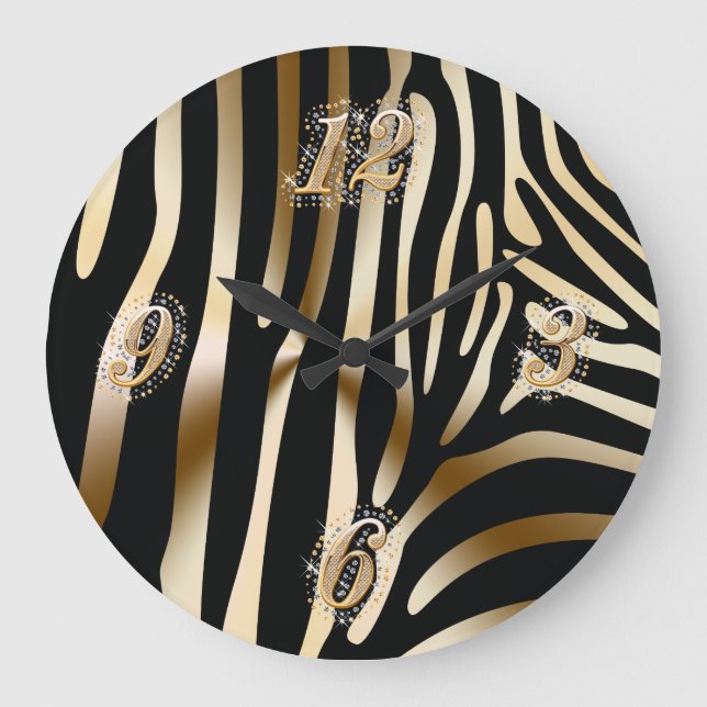Gold and Black Zebra Wall Clock (Front)