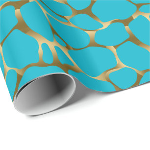 Gold And Blue Abstract Leopard Pattern Wrapping Paper