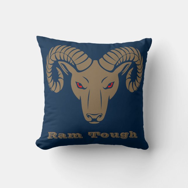 Gold and Blue Aries Ram Tough Cushion (Front)