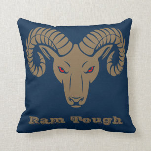 Gold and Blue Aries Ram Tough Cushion