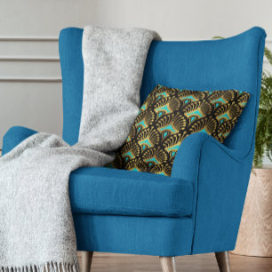 Gold and blue Art Deco seamless pattern Cushion