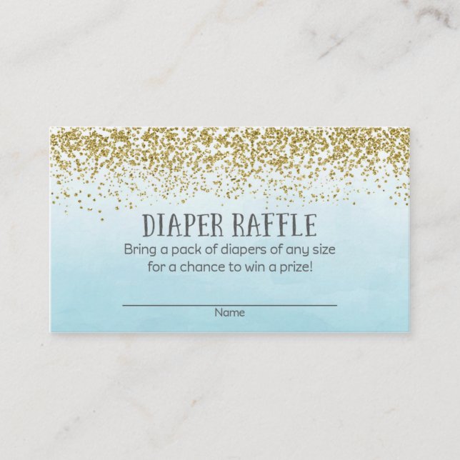 Gold and Blue Baby Shower Diaper Raffle Tickets Enclosure Card (Front)