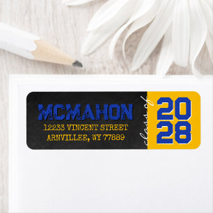 Gold and Blue Chalkboard Graduation Return Address Label
