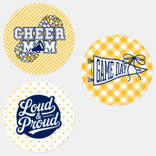 Gold and Blue Cheer Mum Sticker Sheet