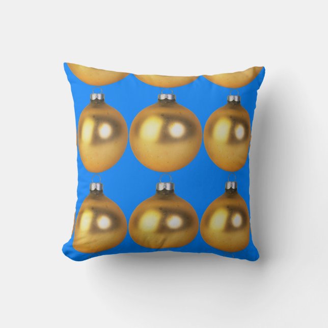 Gold and Blue Christmas Holidays Home Decoration Cushion (Front)