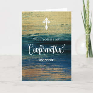 Gold And Blue Confirmation Sponsor Request Card