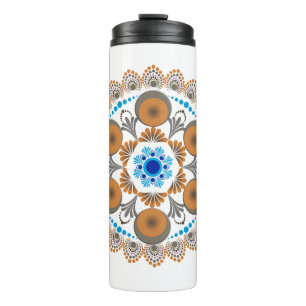 Gold and Blue Dot Mandela Thermal Tumbler