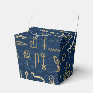 Gold and Blue Egyptian Hieroglyphs Pattern  Favour Box