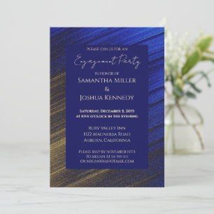 Gold and Blue Engagement Party Invitation