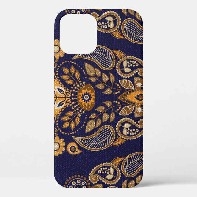 Gold and blue, floral seamless pattern. Case-Mate iPhone case (Back)