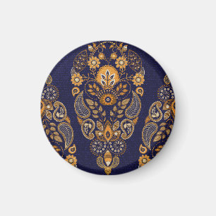 Gold and blue, floral seamless pattern. magnet