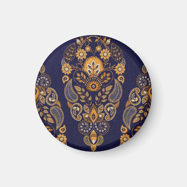 Gold and blue, floral seamless pattern. magnet (Front)