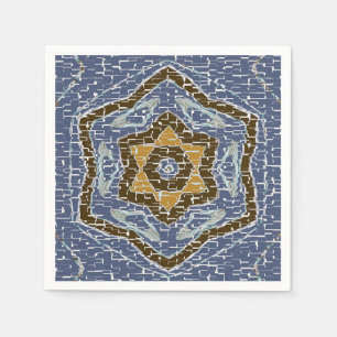 Gold And Blue Geometric Crackled Design Napkin