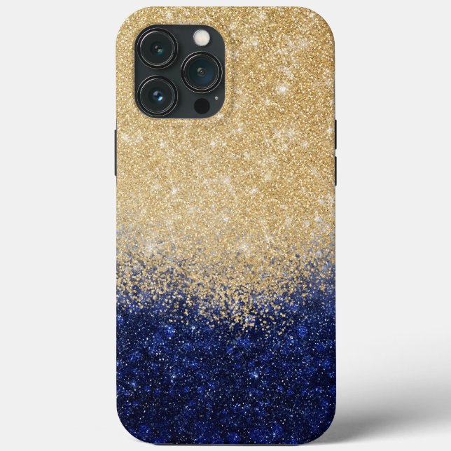 Gold and Blue Glitter Ombre Luxury Design Case-Mate iPhone Case (Back)