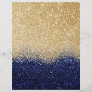 Gold and Blue Glitter Ombre Luxury Design Custom Letterhead