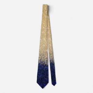 Gold and Blue Glitter Ombre Luxury Design Tie