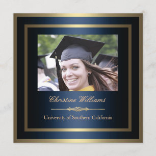Gold and Blue Graduation Invitation