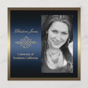 Gold and Blue Graduation Invitation