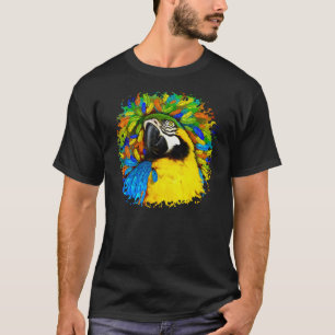 Gold and Blue Macaw Parrot Fantasy Dark T_shirt T-Shirt