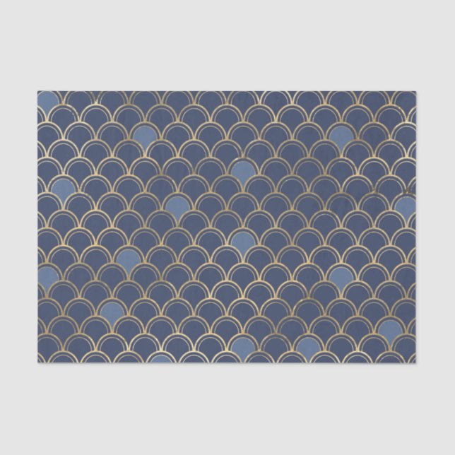 Gold And Blue Mermaid Pattern  Tissue Paper (Front)
