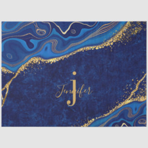 Gold and Blue Modern Elegant Decoupage Custom Tissue Paper