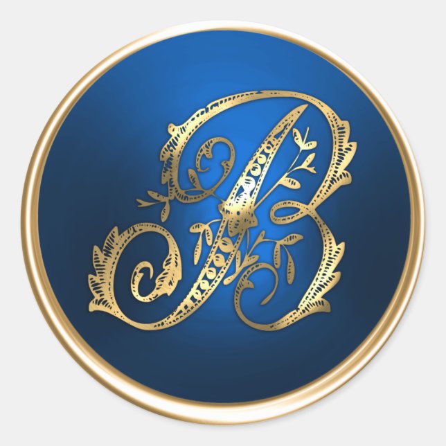 Gold and Blue Monogram B Envelope Seal (Front)