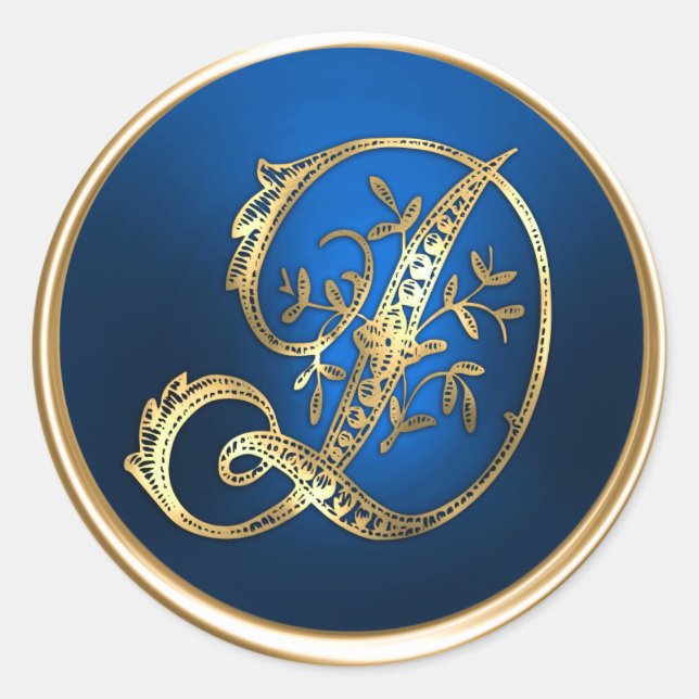 Gold and Blue Monogram D Envelope Seal (Front)