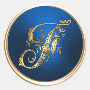 Gold and Blue Monogram F Envelope Seal