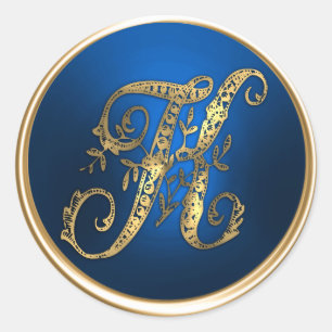Gold and Blue Monogram K Envelope Seal