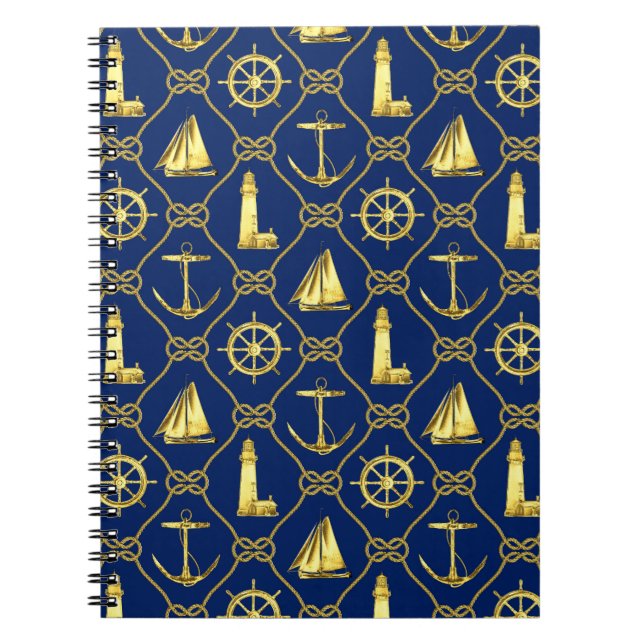 Gold and Blue Nautical Writing Journal (Front)