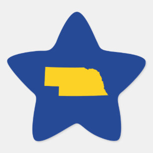 Gold and Blue Nebraska Star Sticker
