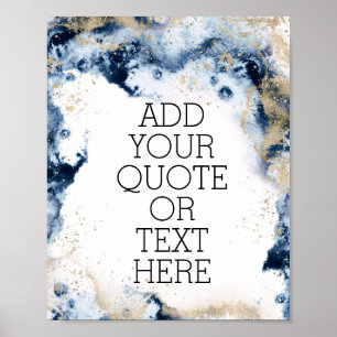 Gold and Blue painted Personalized Quote Poster