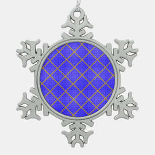 Gold and Blue Snowflake Christmas Ornament