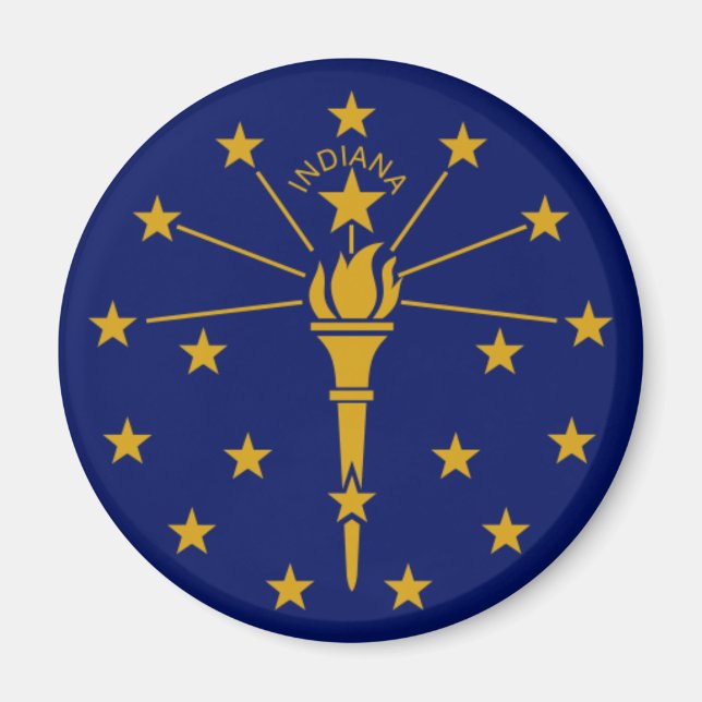 Gold and Blue Stars and Torch on Flag of Indiana Magnet (Front)